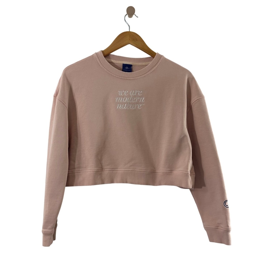 Monat‎ We Are Modern Nature Pink Cropped Sweatshirt Womens Medium 100% Cotton